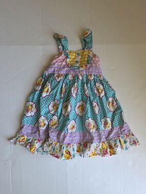 Jelly the Pug Blue Floral Polka Dot Girl Dress Strappy Summer Cottagecore